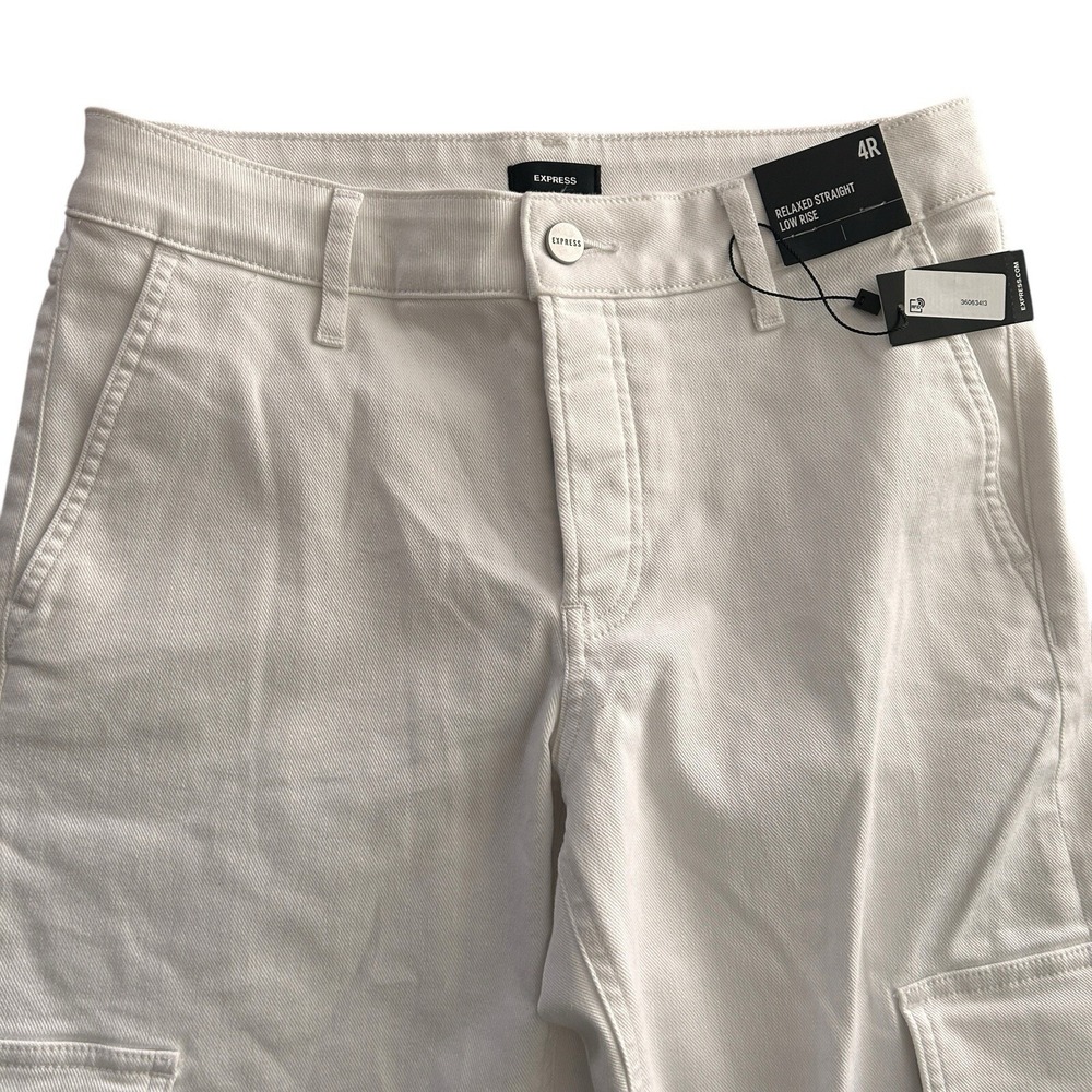 Express Ladies‎ Size 4R Y2K Style Preppy Relaxed White Straight low Rise Jeans - Picture 2 of 16